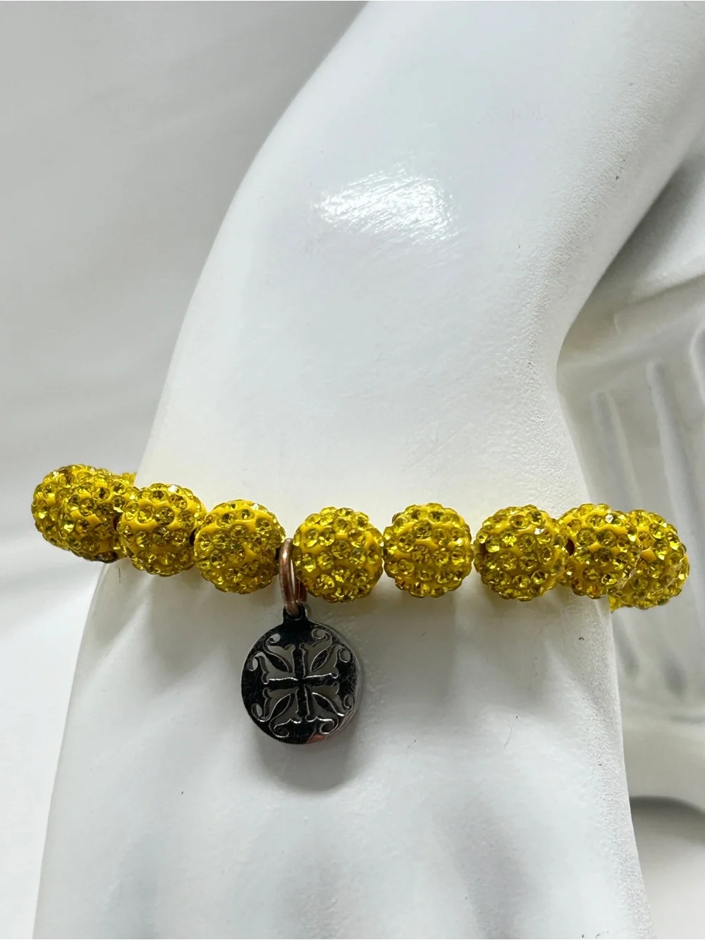 Rustic Cuff, Gold Crystal Beaded Bracelet, Stretch